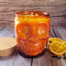 Load image into Gallery viewer, Skull Jar Abundance Intention Candle (Orange Clove) - 15 oz