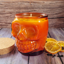Load image into Gallery viewer, Skull Jar Abundance Intention Candle (Orange Clove) - 15 oz
