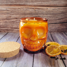 Load image into Gallery viewer, Skull Jar Abundance Intention Candle (Orange Clove) - 15 oz