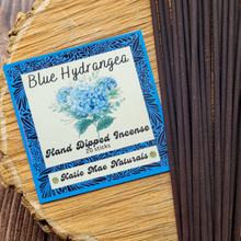 Load image into Gallery viewer, Blue hydrangea hand dipped incense sticks