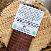 Load image into Gallery viewer, Hand dipped incense sticks burning directions