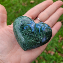 Load image into Gallery viewer, Moss Agate Carved Gemstone Heart - 2.5 inches