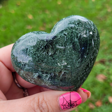 Load image into Gallery viewer, Moss Agate Carved Gemstone Heart - 2.5 inches