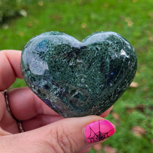 Load image into Gallery viewer, Moss Agate Carved Gemstone Heart - 2.5 inches