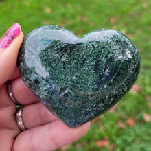 Load image into Gallery viewer, Moss Agate Carved Gemstone Heart - 2.5 inches