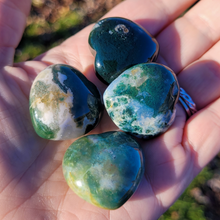 Load image into Gallery viewer, Small Moss Agate Carved Gemstone Heart - 30mm