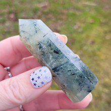 Load image into Gallery viewer, Prehnite Gemstone Point - Prehnite with Epidote Tower
