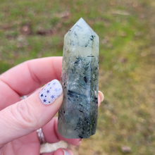 Load image into Gallery viewer, Prehnite Gemstone Point - Prehnite with Epidote Tower