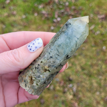Load image into Gallery viewer, Prehnite Gemstone Point - Prehnite with Epidote Tower