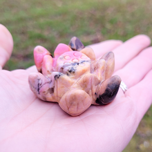 Load image into Gallery viewer, Carved Rhodonite Gemstone Lotus Flower