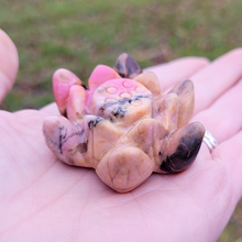 Load image into Gallery viewer, Carved Rhodonite Gemstone Lotus Flower