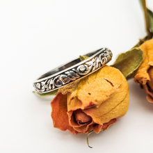 Load image into Gallery viewer, Sterling Silver Stacking Ring - Floral Scroll Pattern