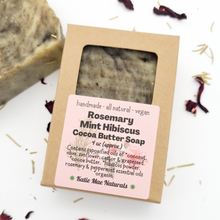 Load image into Gallery viewer, Vegan Rosemary Mint Hibiscus Cocoa Butter Soap