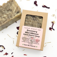 Load image into Gallery viewer, Vegan Rosemary Mint Hibiscus Cocoa Butter Soap