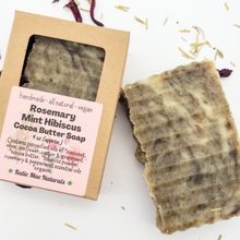 Load image into Gallery viewer, Vegan Rosemary Mint Hibiscus Cocoa Butter Soap