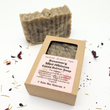 Load image into Gallery viewer, Vegan Rosemary Mint Hibiscus Cocoa Butter Soap