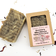 Load image into Gallery viewer, Vegan Rosemary Mint Hibiscus Cocoa Butter Soap