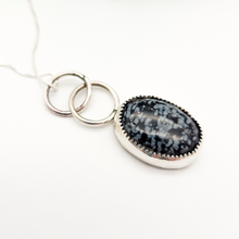 Load image into Gallery viewer, Sterling Silver and Snowflake Obsidian Pendant