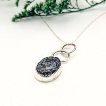 Load image into Gallery viewer, Sterling Silver and Snowflake Obsidian Pendant