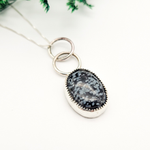 Load image into Gallery viewer, Sterling Silver and Snowflake Obsidian Pendant
