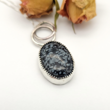 Load image into Gallery viewer, Sterling Silver and Snowflake Obsidian Pendant