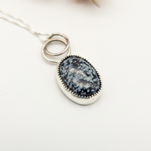 Load image into Gallery viewer, Sterling Silver and Snowflake Obsidian Pendant