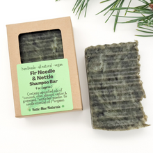 Load image into Gallery viewer, Fir needle vegan shampoo bar with nettle