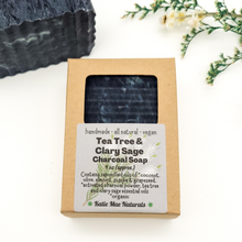 Load image into Gallery viewer, Zero waste charcoal soap with tea tree