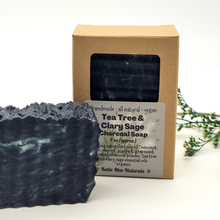 Load image into Gallery viewer, Tea Tree and Clary Sage Charcoal Soap