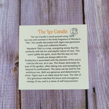 Load image into Gallery viewer, Leo candle description card