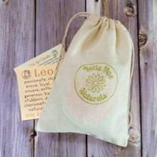 Load image into Gallery viewer, Leo candle and crystal gift set in a cloth gift bag