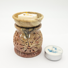 Load image into Gallery viewer, Carved Sun Soapstone Diffuser Lamp for Essential Oils or Wax Melts