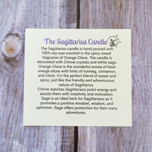 Load image into Gallery viewer, Sagittarius candle description card