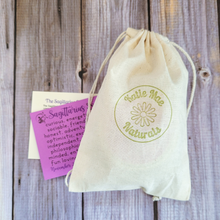 Load image into Gallery viewer, Sagittarius candle and crystals gift set in a cloth gift bag