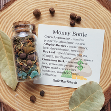 Load image into Gallery viewer, Money Spell Bottle of gemstones and herbs