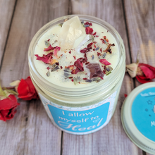 Load image into Gallery viewer, Hand poured soy wax candle with crystals