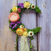 Load image into Gallery viewer, Witches Bells Crescent Moon Wreath
