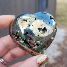 Load image into Gallery viewer, Pyrite Heart Carving - 2.5 inch