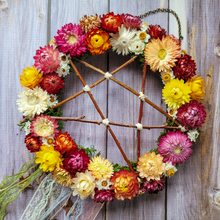 Load image into Gallery viewer, Witches Bells Door Wreath with Willow Pentagram