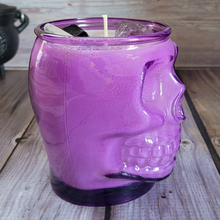 Load image into Gallery viewer, Bitches Brew Purple Skull Soy Wax Candle - 15 oz