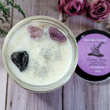 Load image into Gallery viewer, Hand poured soy wax candle with crystals and biodegradable glitter