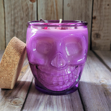 Load image into Gallery viewer, Blackened Amethyst Purple Skull Soy Wax Candle - 15 oz