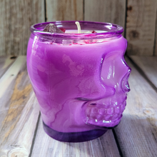 Load image into Gallery viewer, Blackened Amethyst Purple Skull Soy Wax Candle - 15 oz
