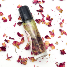 Load image into Gallery viewer, Love - Herb and Crystal Infused Oil Roller with Rose Petals and Rose Quartz Crystals - Love Spell Scent