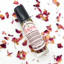 Load image into Gallery viewer, Love - Herb and Crystal Infused Oil Roller with Rose Petals and Rose Quartz Crystals - Love Spell Scent