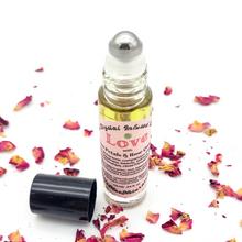 Load image into Gallery viewer, Love - Herb and Crystal Infused Oil Roller with Rose Petals and Rose Quartz Crystals - Love Spell Scent