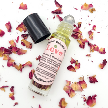 Load image into Gallery viewer, Love - Herb and Crystal Infused Oil Roller with Rose Petals and Rose Quartz Crystals - Love Spell Scent