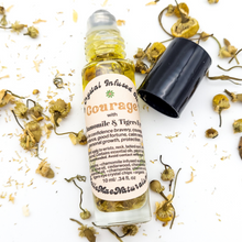 Load image into Gallery viewer, Courage - Herb and Crystal Infused Oil Roller with Chamomile and Tigers Eye - Cedarwood Chamomile Scent