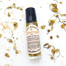 Load image into Gallery viewer, Courage - Herb and Crystal Infused Oil Roller with Chamomile and Tigers Eye - Cedarwood Chamomile Scent