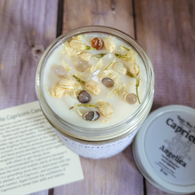 Load image into Gallery viewer, Hand poured soy wax candle with crystals for zodiac sign Capricorn